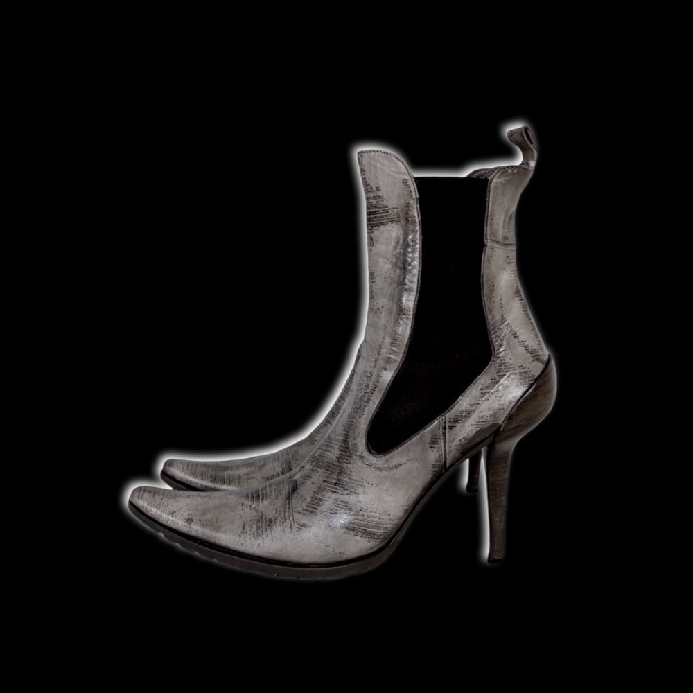Vintage Italian Designer Gianni Bravo Leather High Heel Stiletto Boots